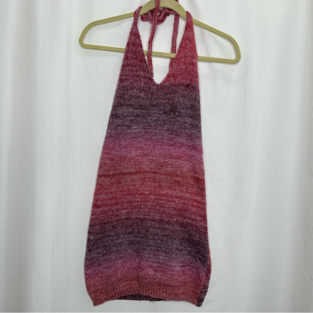 Princess Polly halter top mini sweater dress ombré pink and purple